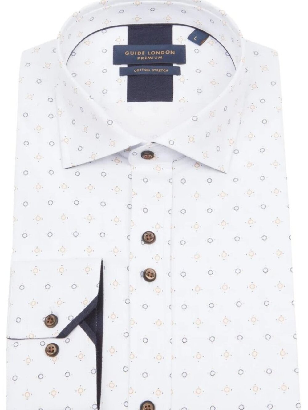 Guide London White Motif Print Dress Shirt